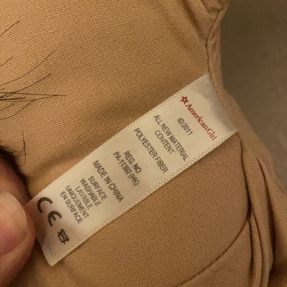 American Girl Bitty Baby doll with black hair, dark brown eyes, marker on face - Picture 5 of 9